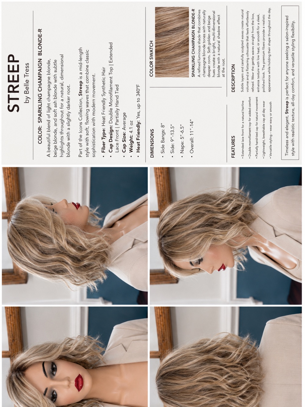 Streep by Belle Tress in Sparkling Champagne-r Part of the ICONS Collection